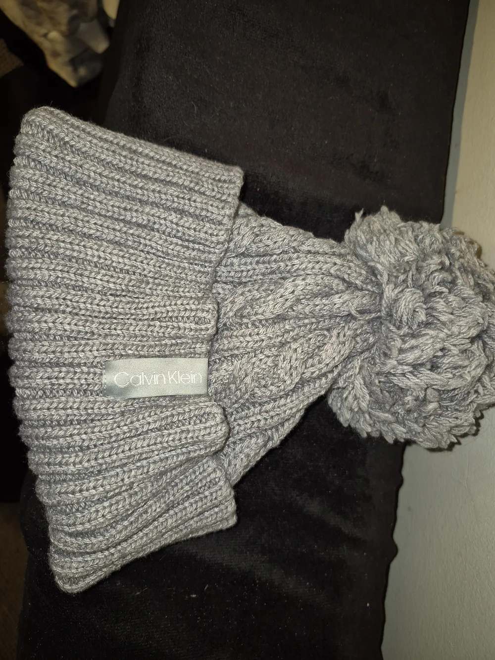 Calvin Klein Gray Knit Pom-Pom Beanie - Picture 1 of 3